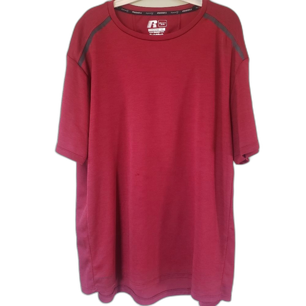 Russell 2XL Red Dri-Power Training Shirt | Men’s Sport Tee w/ Tech Fabric *Read*